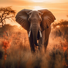 Fototapeta na wymiar Majestic Elephant in the African Savanna