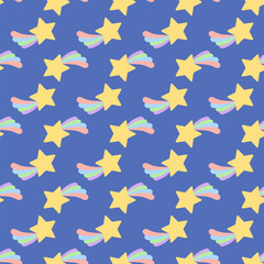 Seamless pattern with stars. Abstract children's pattern of sky and stars in cartoon style