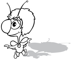 Drawing of a Flying Beetle with its Head Turned