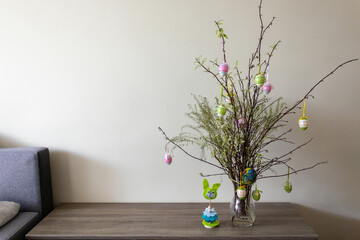 easter tree in a room