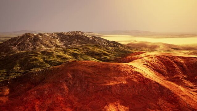 view of the yellow and rusty sandy mountains