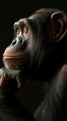 Primate Gaze - An Intriguing Close-Up of a Chimpanzee's Head, Generative AI
