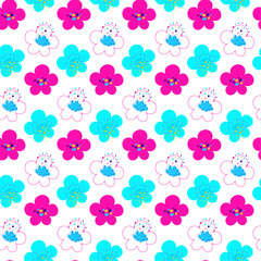 Seamless pattern with abstract stylized flowers.