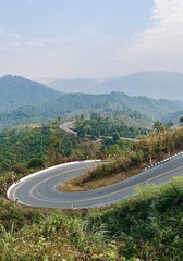 Unseen road on route number 1081 Santisuk - Bo Kluea District, Nan province, Thailand. (Scenic spot ).