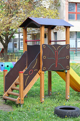 Slide toy at the yard of the kindergarten