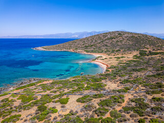 Fototapeta na wymiar Aerial view of the Greek coastline in the middle of summer (Crete)