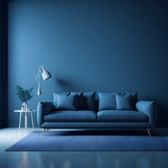 sofa blue background decorations AI illustrated