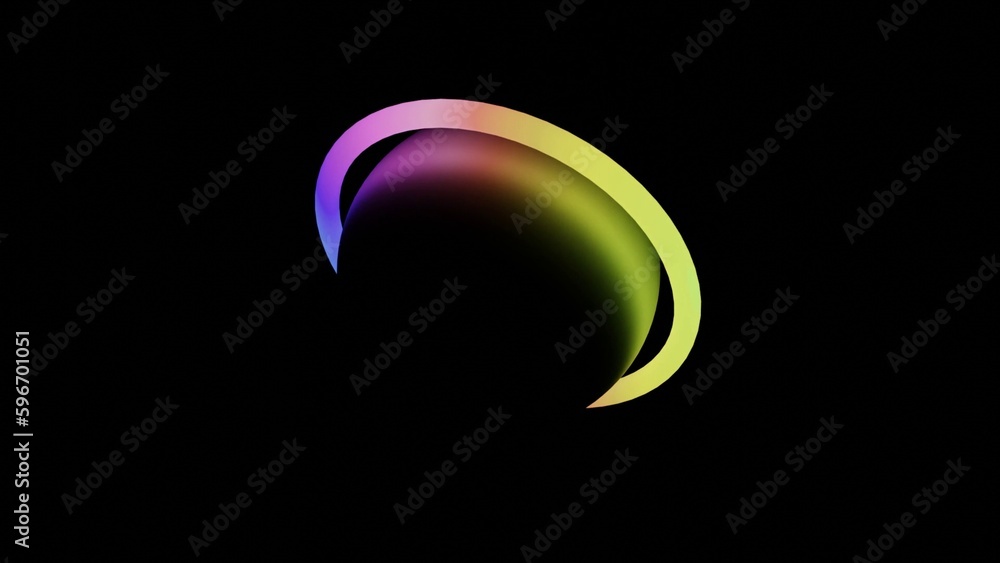 Poster illustration of abstract seamless loop 3d render neon circle. colorful neon circles abstract futuris