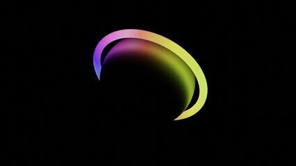 Illustration of Abstract seamless loop 3D render neon circle. Colorful neon circles abstract futuristic hi-tech motion background.