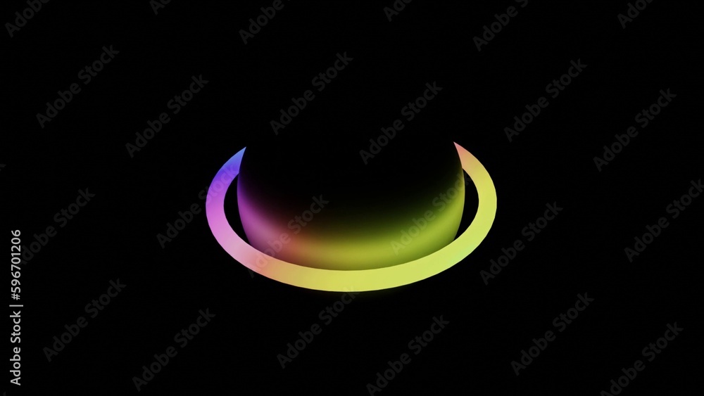 Poster illustration of abstract seamless loop 3d render neon circle. colorful neon circles abstract futuris