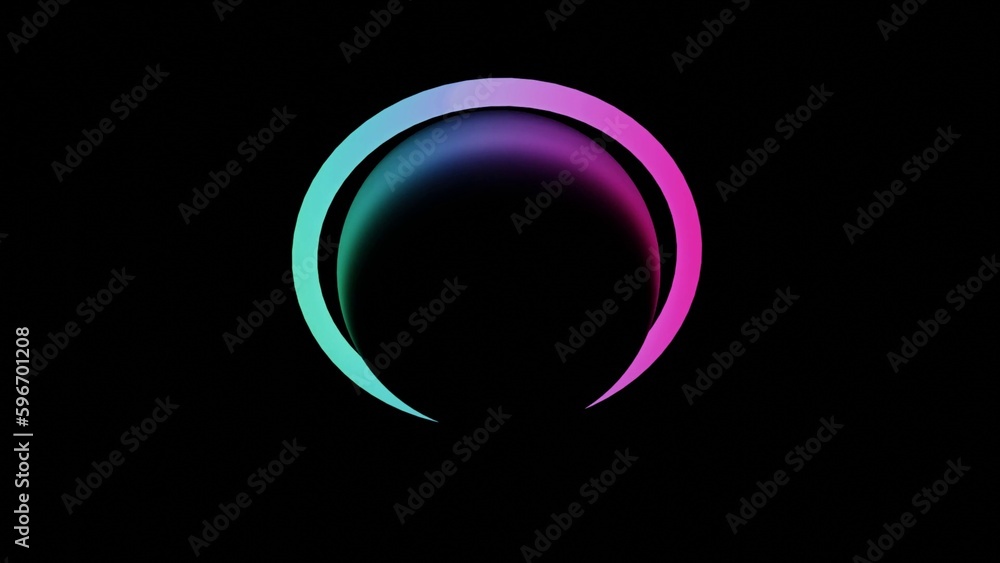 Poster illustration of abstract seamless loop 3d render neon circle. colorful neon circles abstract futuris