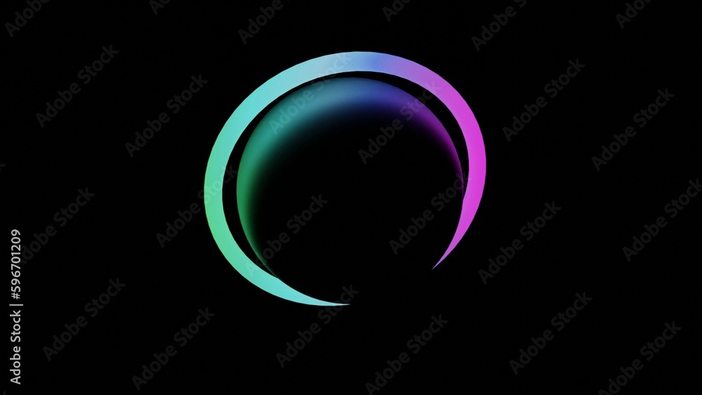 Poster illustration of abstract seamless loop 3d render neon circle. colorful neon circles abstract futuris