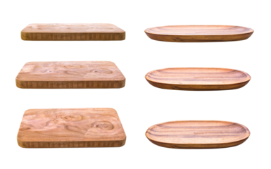 Chopping board and wood plate on transparent png