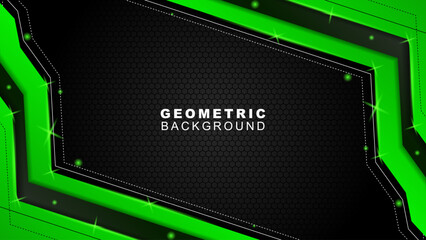 Geometric background in green and black with a hexagon pattern style, background for offline streaming, advertisements, banners, and others
