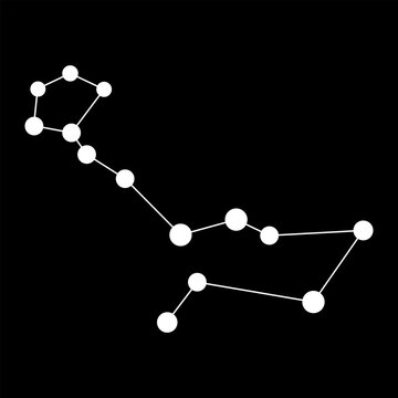 Cetus constellation map. Vector illustration.