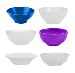 set of ceramic bowl isolated on transparent png