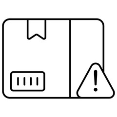 Carton with alert sign, concept of parcel error