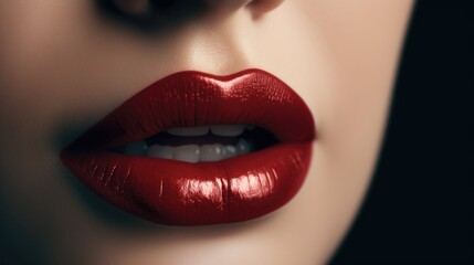 Obraz premium close up lips of woman, ai genrative
