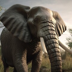 Fototapeta na wymiar beautiful elephant in light 