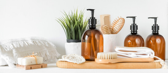 Banner Natural medicine, organic cosmetics, cosmetic product research, organic skin care products. Top view, flat lay. Skin care concept. Dermatology.
