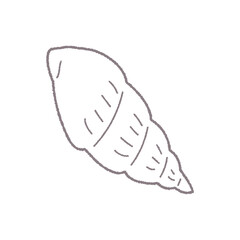 貝がらの手書き線画ベクターイラスト／単色
