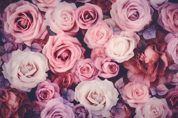 Obraz na płótnie Canvas pink roses background, ai generative