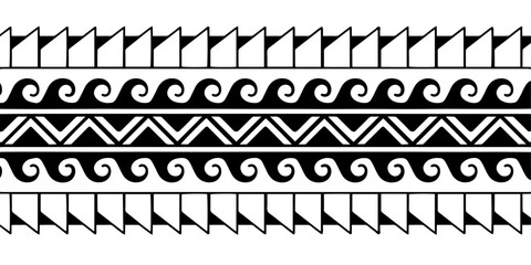 Wrap around arm polynesian tattoo design. Pattern aboriginal samoan. Vector illustration eps10.