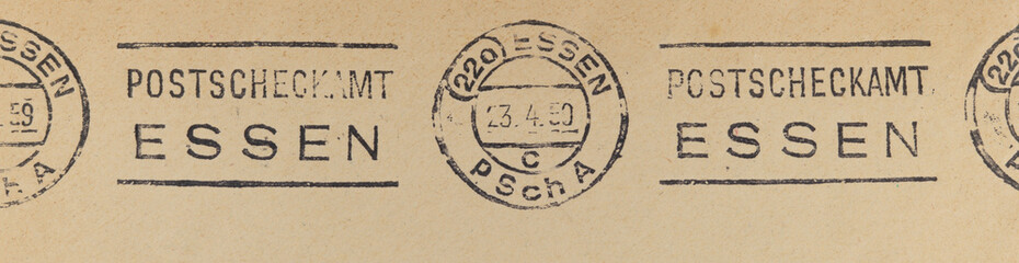 stamp briefmarke retro old alt vintage german essen slogan werbung stempel braun brown papier paper...