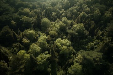 Fototapeta na wymiar Aerial view of woods. Generative AI