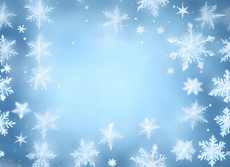 Fototapeta na wymiar White snowflakes on a blue background