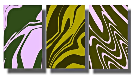 Abstract curved background, template collection, Deformed pattern, trendy, bright colors