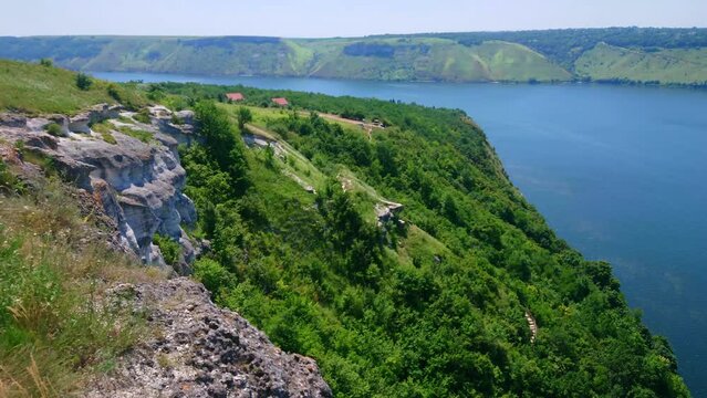 The green cliff and Dniester River, Podilski Tovtry National Park, Ukraine