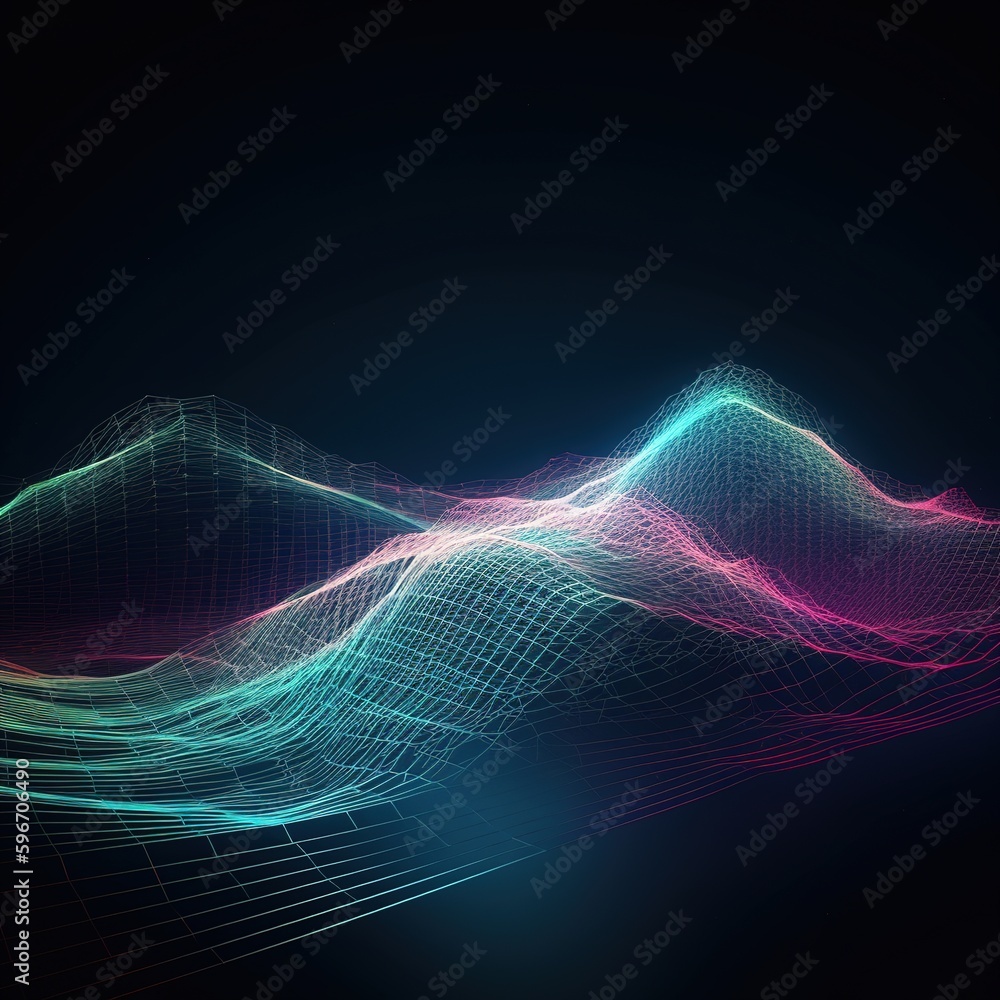 Poster futuristic wave. abstract technology background. visualization of big data. analytical presentation.