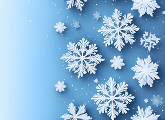 Fototapeta na wymiar White snowflakes on a blue background
