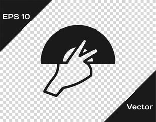 Black Female hand with open fan flamenco accessory icon isolated on transparent background. Vector