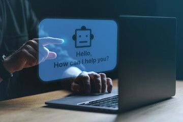 AI Chatbot assistant. Human chat with Artificial intelligence robot.