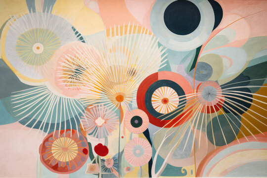 Abstract Figurative Artwork. Pastel Color Brush Strokes. Generative AI