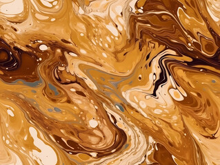 Coffee / Chocolate Dripping. Liquid abstract marble painting. Seamless pattern, for printing on fabric, interior design. Generative AI