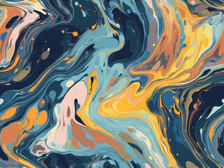 Abstract background with waves. Liquid abstract marble painting. Seamless pattern, for printing on fabric, and interior design. Generative AI