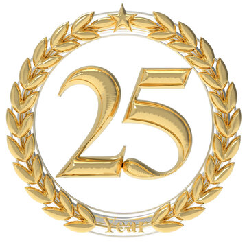 Happy Anniversary Number 25 Gold Render