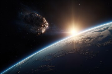 Asteroid heading towards Earth. Generative AI