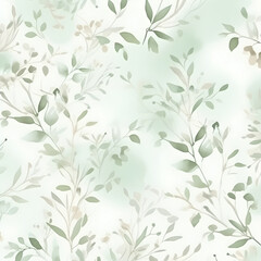 Delicate watercolor botanical digital paper floral background in soft basic pastel green tones.
