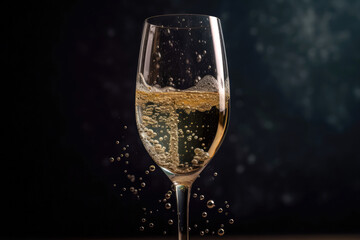 Bubbles Floating In Glass Of Champagne. Generative AI