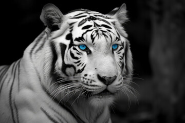 white bengal tiger with blue eyes - made with generative ai