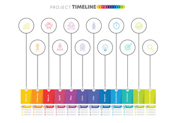 Infographic template for business. 12 Months modern Timeline diagram calendar, presentation vector infographic.
