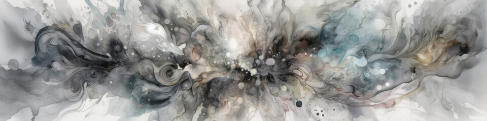 Soft Grey Watercolor Paisley Watercolor Splashes. Generative AI