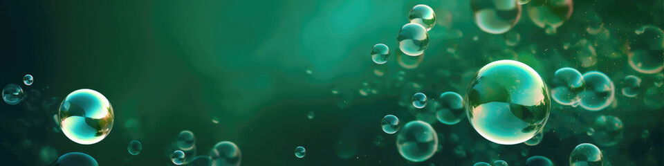 Soap Bubbles On Green Background. Generative AI
