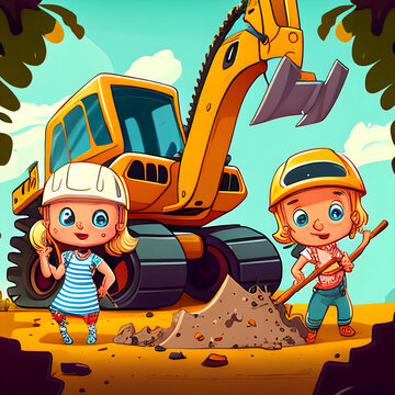 Credible_Backhoes_with_a_stunning_background_happy_and_funny