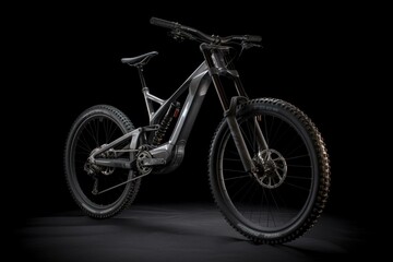 Translucent image of a mountain bike designed for downhill racing. Generative AI