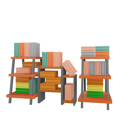 storage area with lots of books 3d rendering